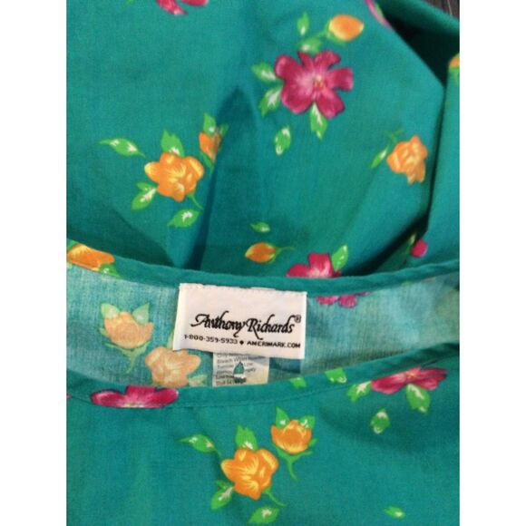 Vintage Anthony Richards Green Housecoat Mumu Size 1X Plus Floral - Picture 4 of 5